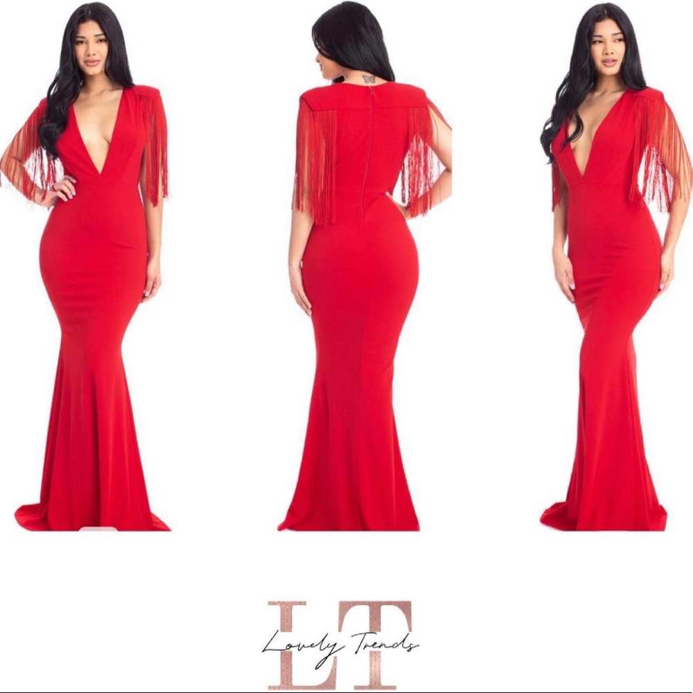 Fringe Mermaid Maxi Dress